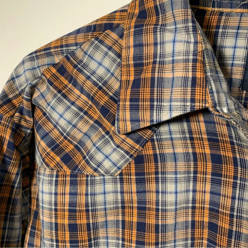 Vintage 90’s Wrangler Shirt Men Sz L Pearl Snap Country Fest Plaid Western Rodeo - Picture 2 of 8